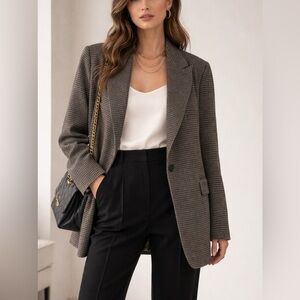 LAUNDRY by Shelli Segal Women's Wool Blend Blazer  Dress Coat Black Gray Size XL